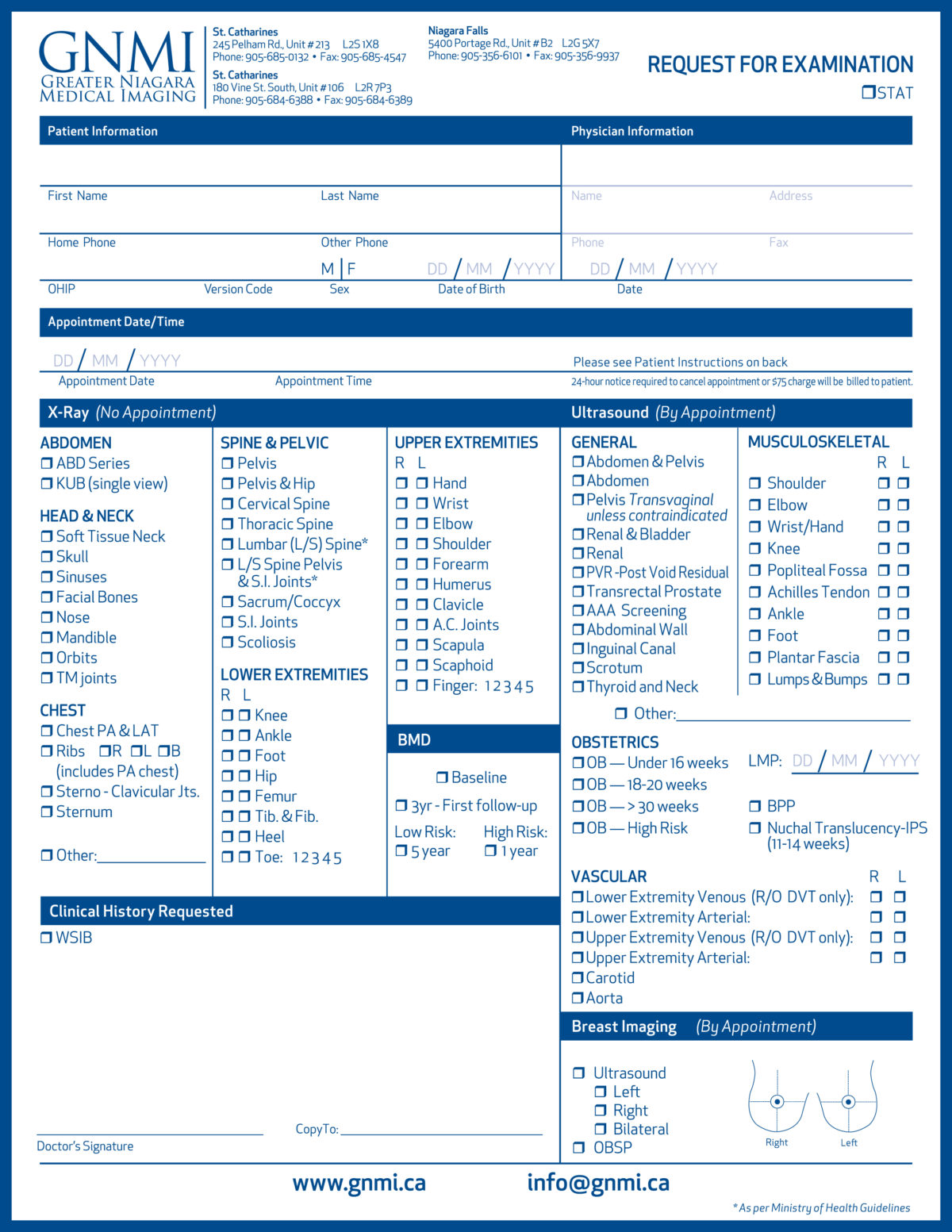 Requisitions GNMI Medical Imaging